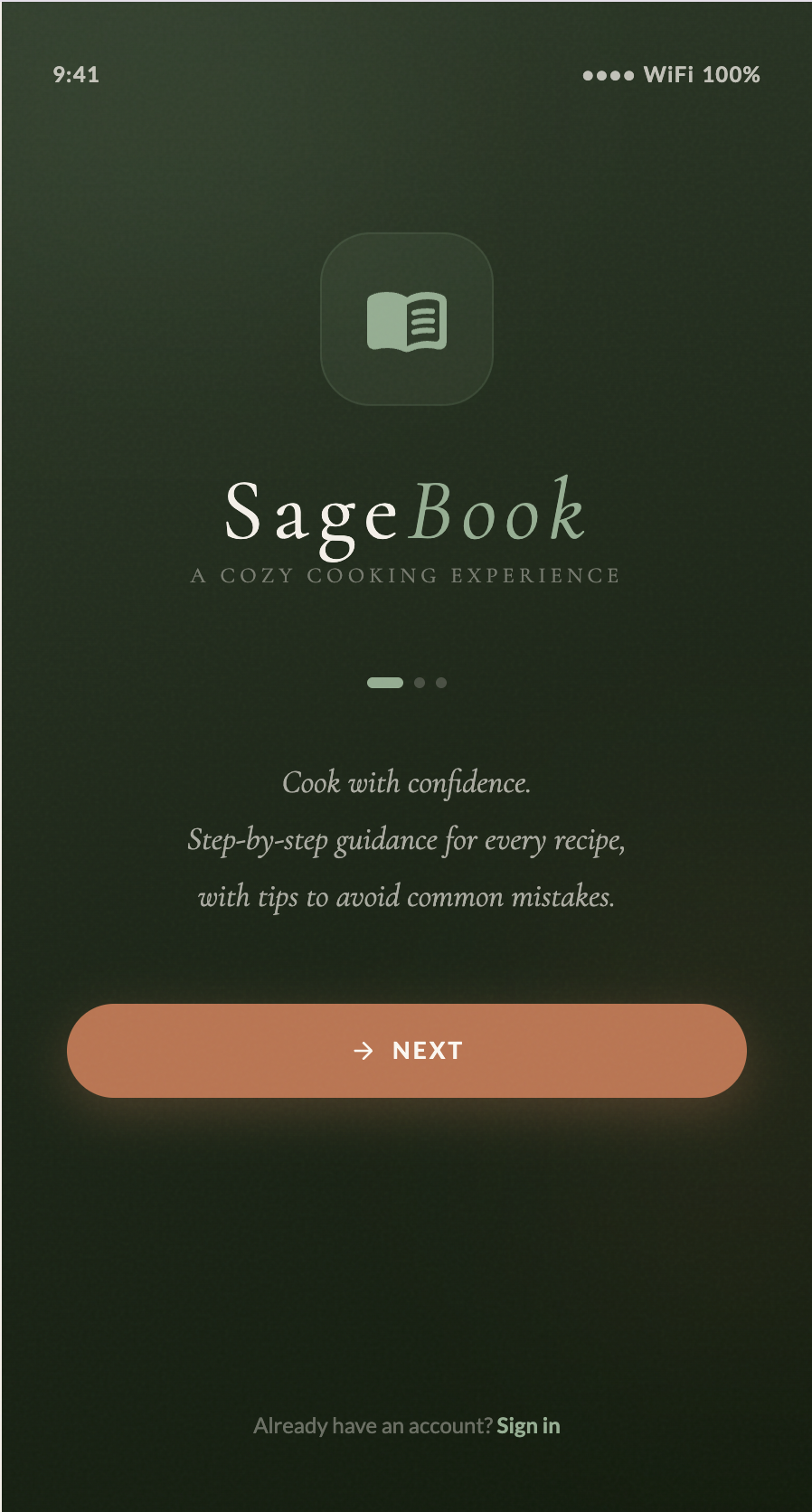 Hi-fi: Value proposition 1 - Cook with SageBook